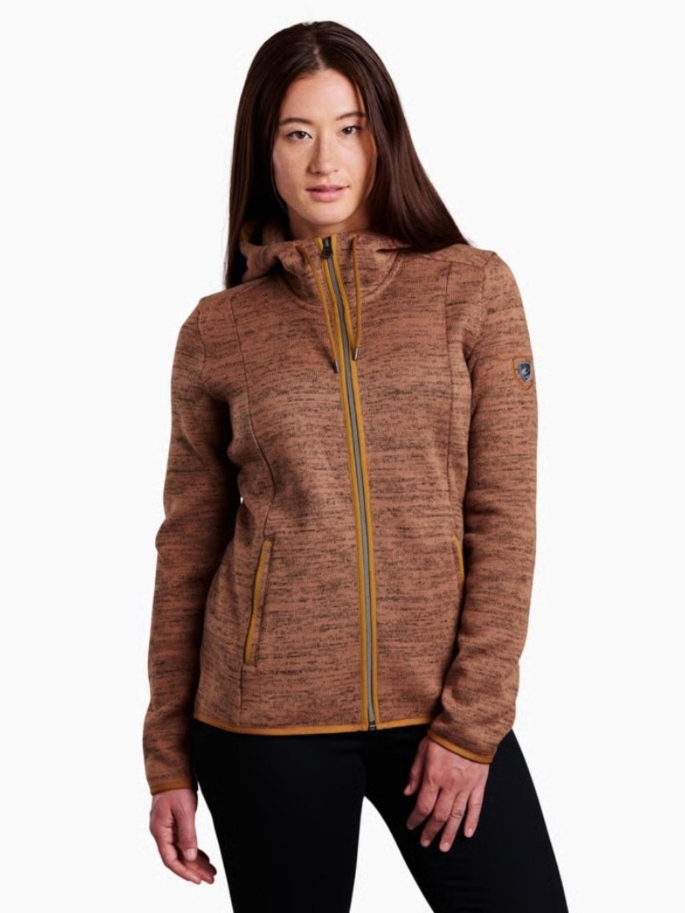Kuhl Ascendyr Fleece Hoodie Womens Small Antique Gold Marled Zip Jacket Gorpcore